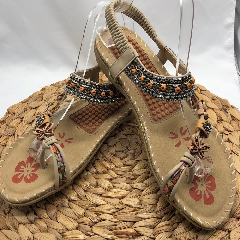 Harence Embellished Comfort Sling Back Sandals Size Euro 41 USA 9.5 - Picture 5 of 10